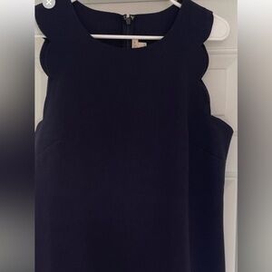 J CREW - Navy Blue Dress. Size 10. Scalloped arms and bottom. GUC.